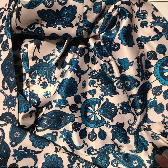 Ted Baker London Oram Paisley Blazer Jacket White and Blue Size US 6 - Picture 6 of 10